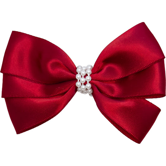 Hårsløyfe stor i satengbånd og perler