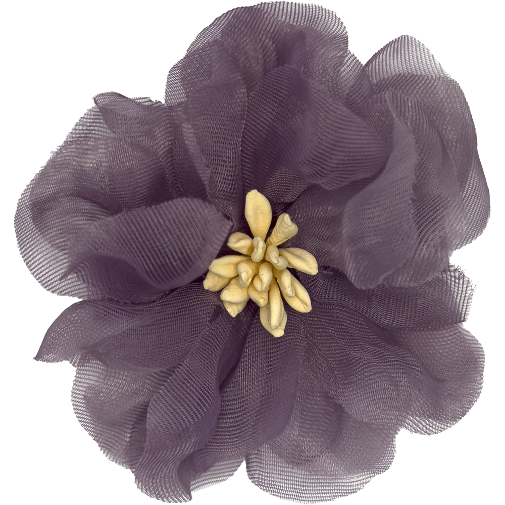 Hårspenne mellomstor blomst organza bånd
