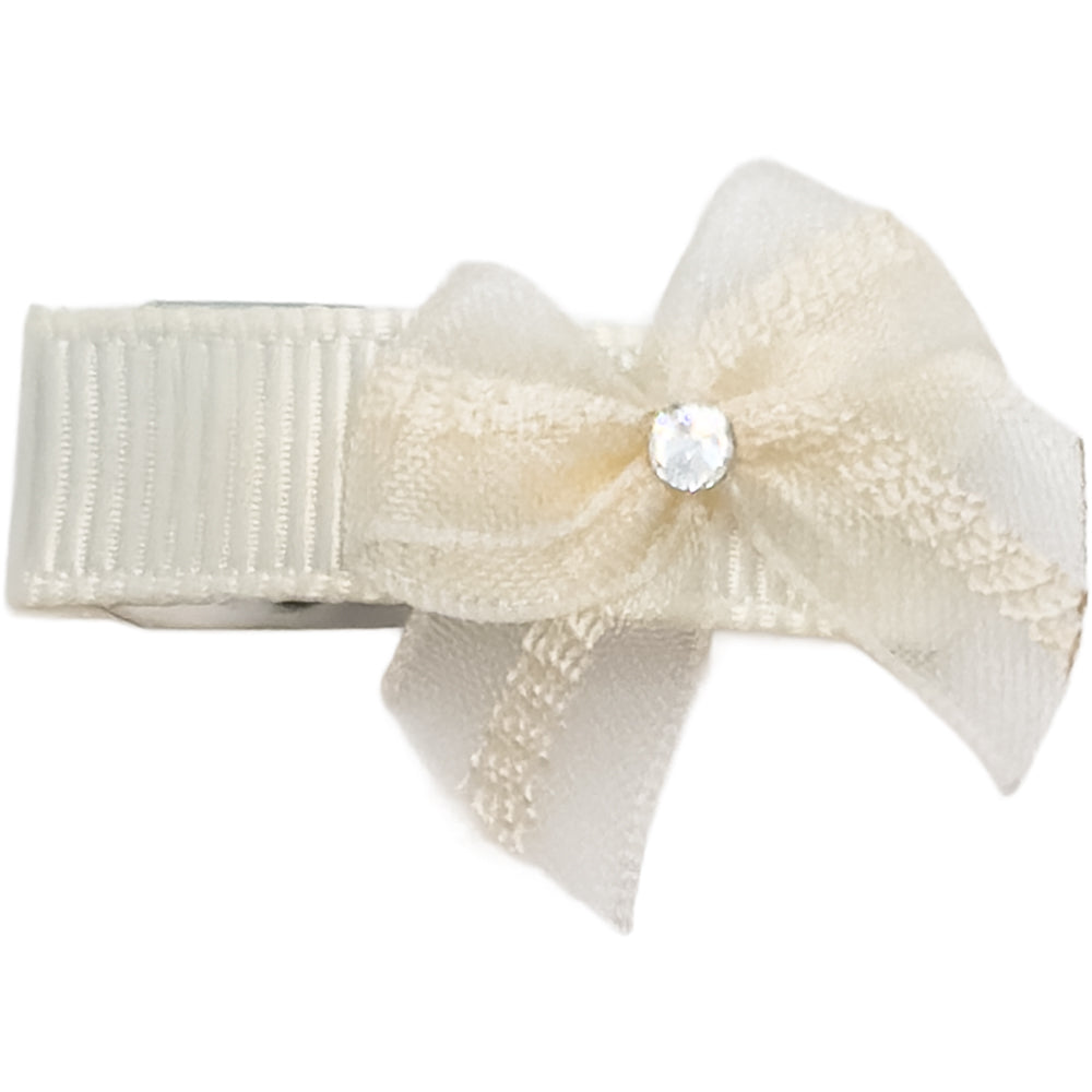 Baby hårspenne med sløyfe & swarovski – antiskli & klikk-klakk
