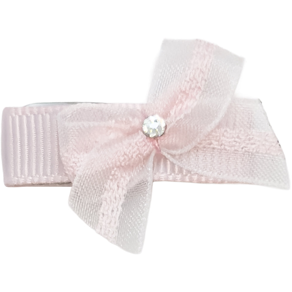 Baby hårspenne med sløyfe & swarovski – antiskli & klikk-klakk