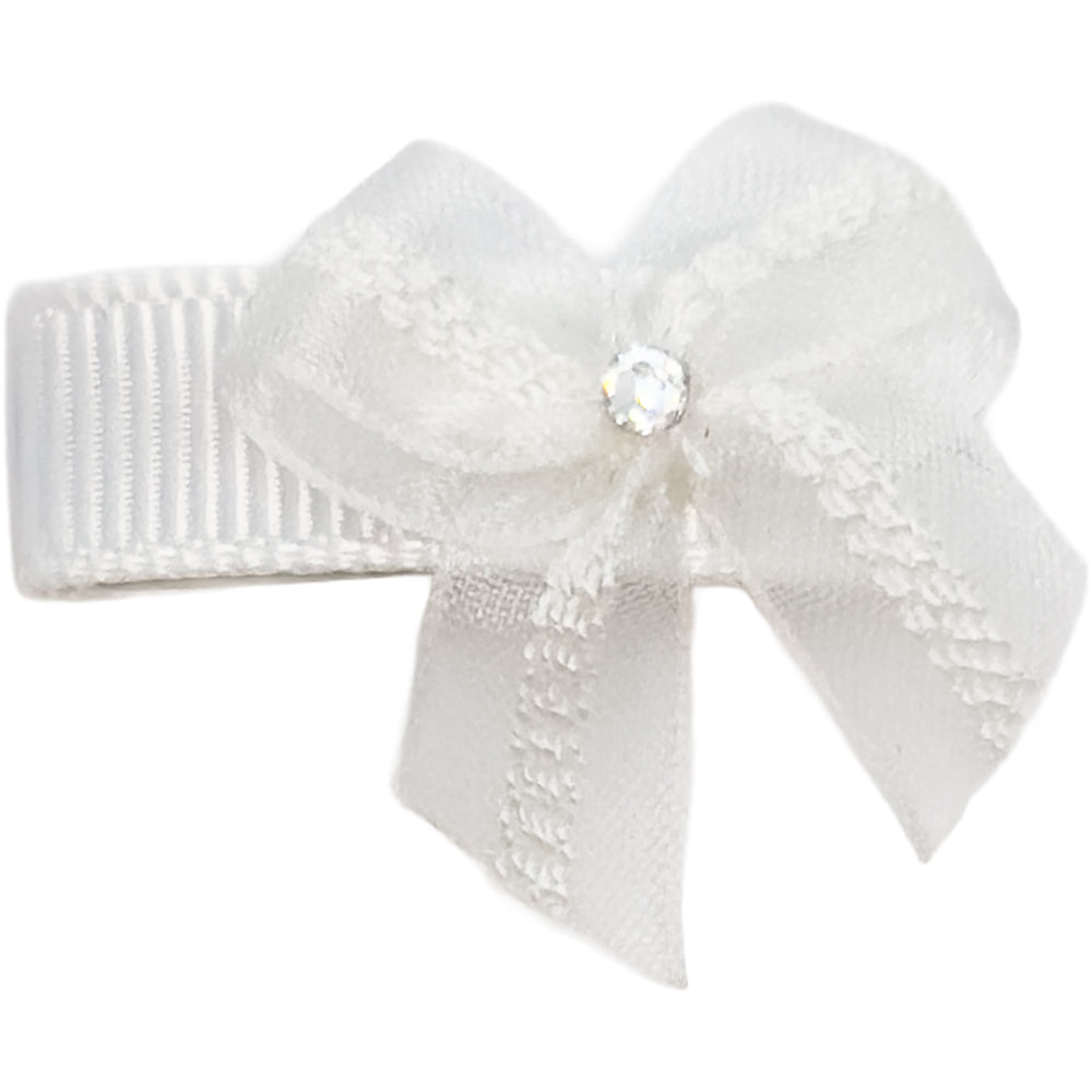 Baby hårspenne med sløyfe & swarovski – antiskli & klikk-klakk